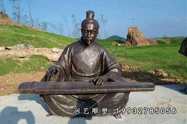 弹古筝古代人物铜雕 弹古筝古代人物铜雕