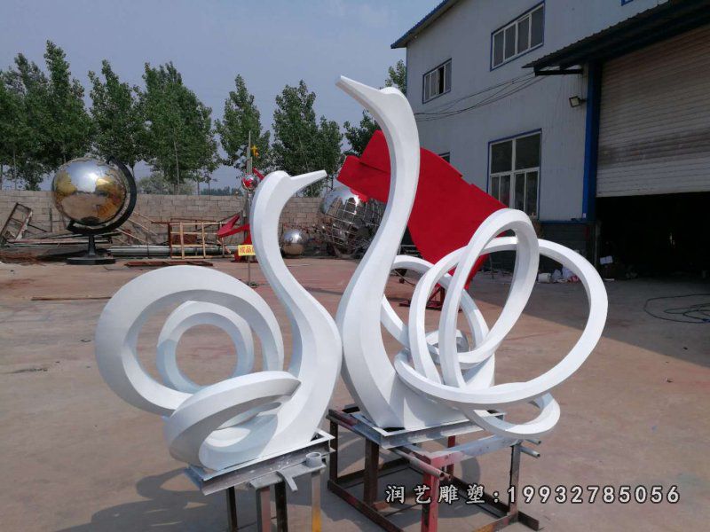 游乐场不锈钢天鹅动物雕塑