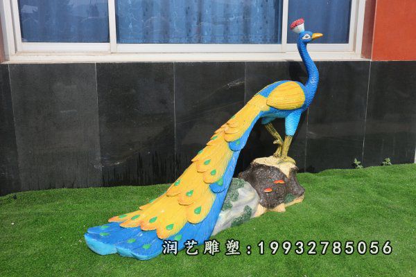 草坪玻璃钢孔雀雕塑  (25)