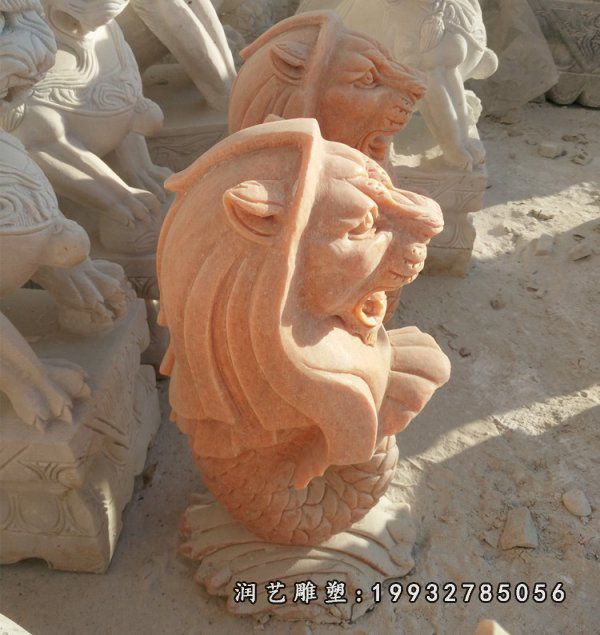 小区鱼尾狮石雕