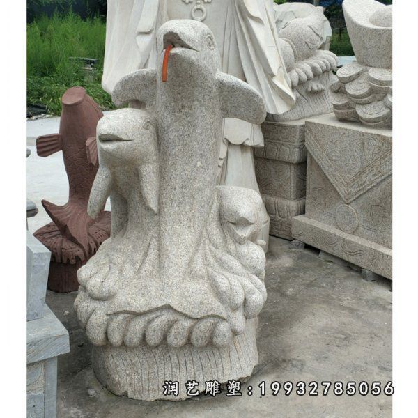 大理石海豚动物雕塑 (3)