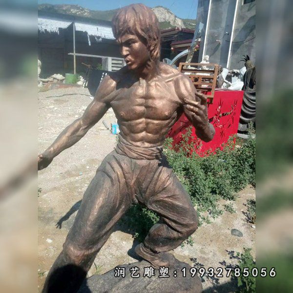 公司人物李小龙铜雕