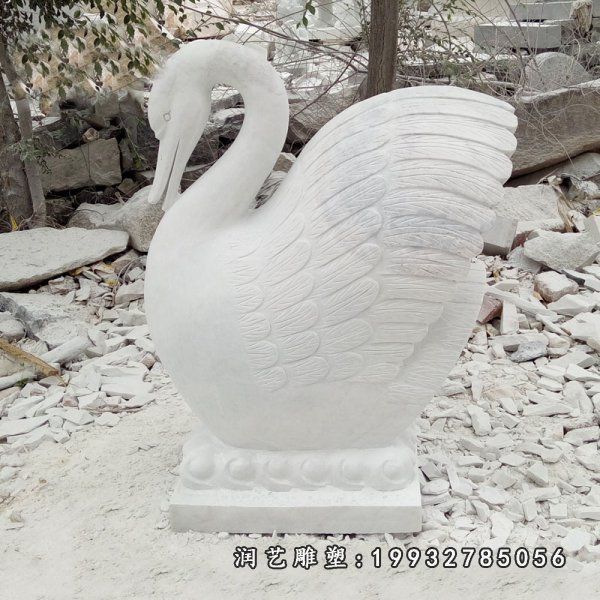 公园石雕天鹅，喷水天鹅雕塑 (2)