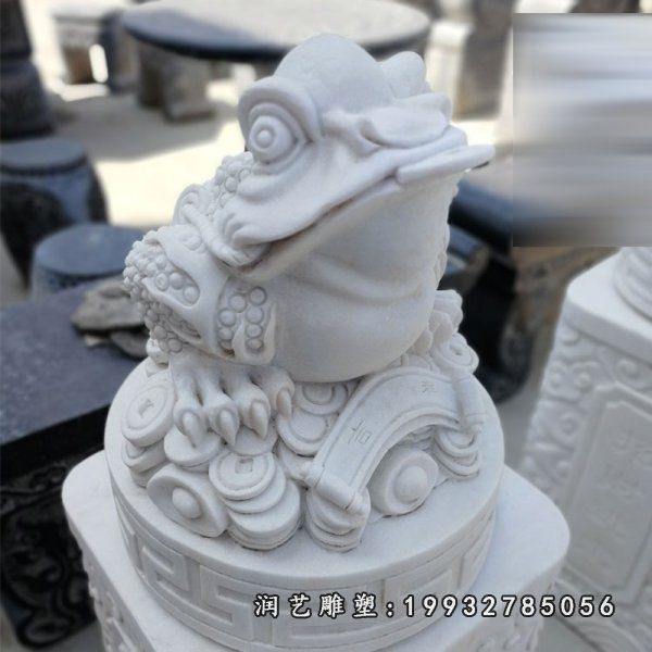 金蟾石雕，汉白玉招财金蟾 (1)