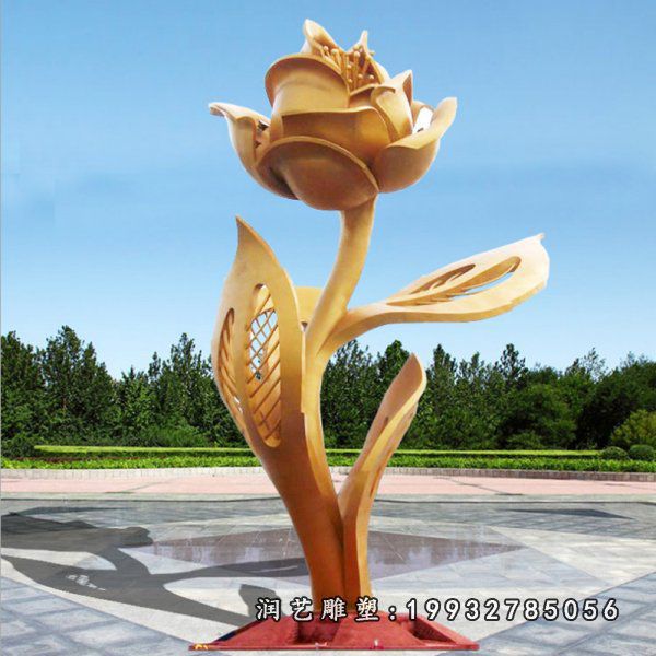 室外不锈钢玫瑰花雕塑