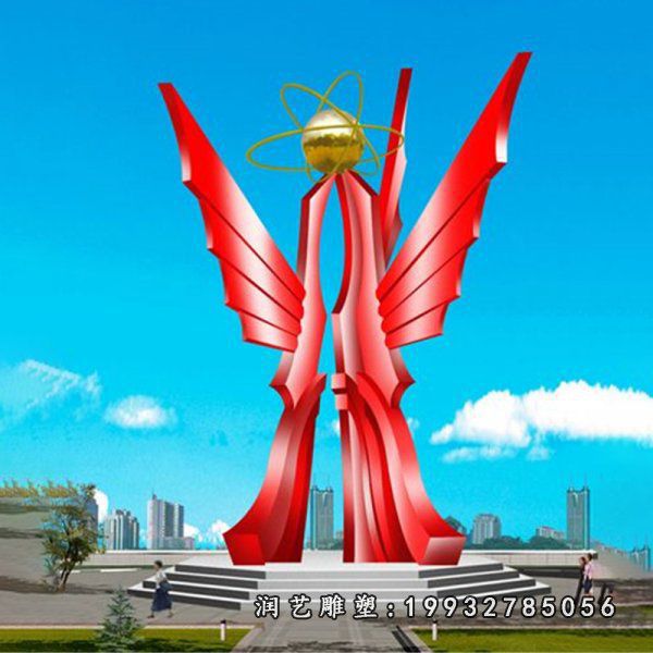 不锈钢共筑辉煌雕塑，不锈钢企业抽象雕塑