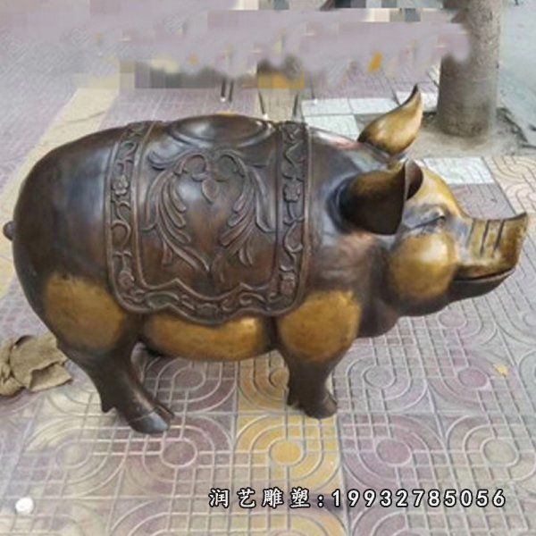 景区十二生肖猪铜雕
