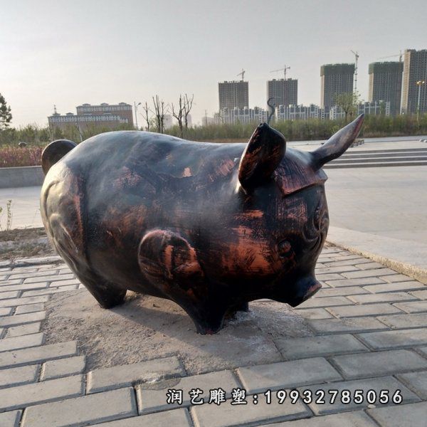 园林动物猪铜雕