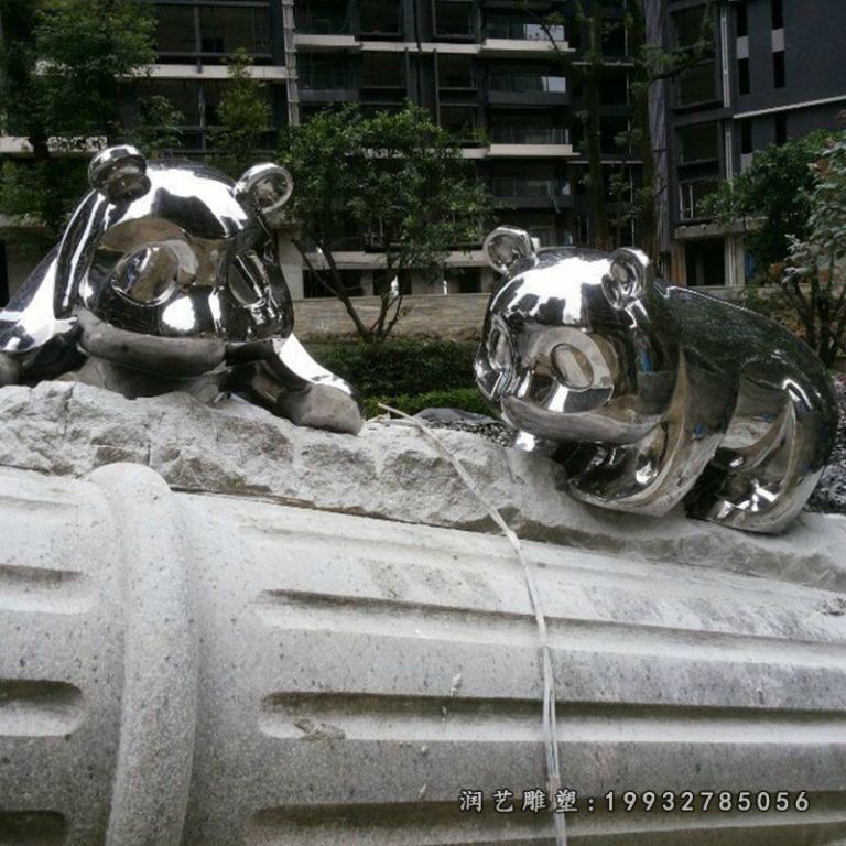 不锈钢熊猫雕塑  (6)