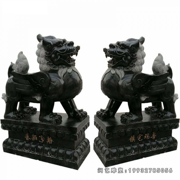 镇宅瑞兽石雕，青石貔貅雕塑 (2)
