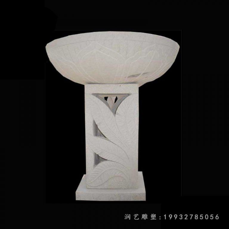 汉白玉古灯花盆    石雕小区摆件
