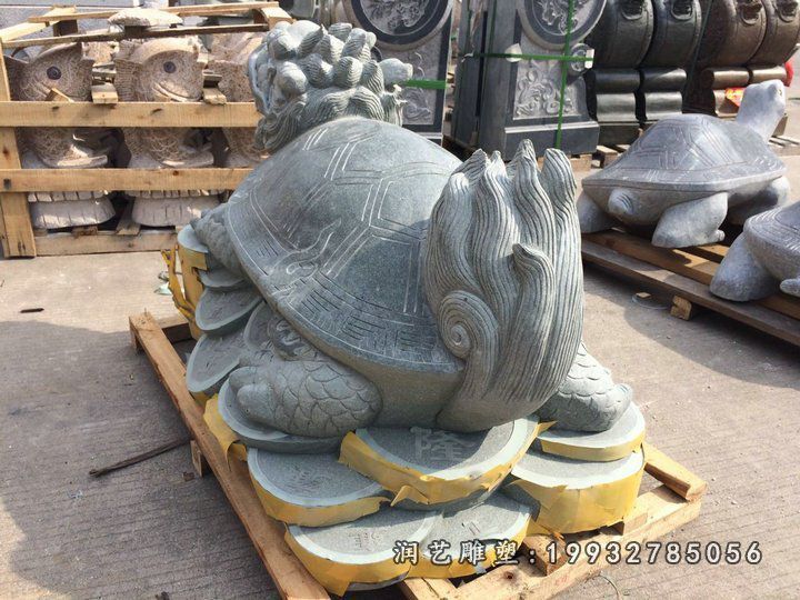 生意兴隆龙龟石雕，青石招财龙龟