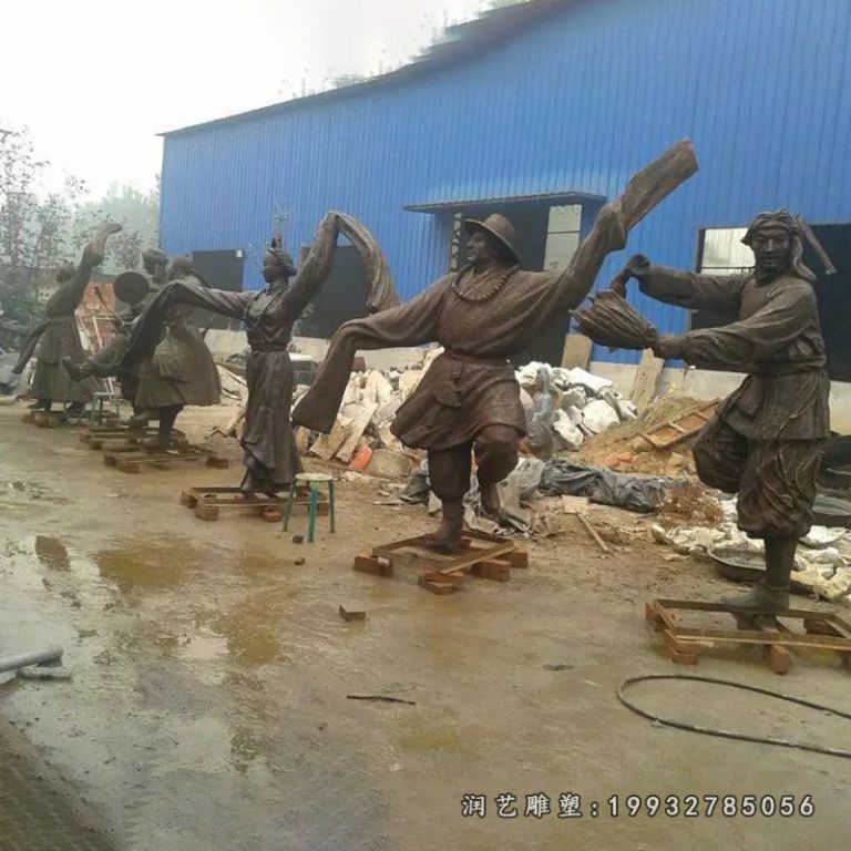 铸铜藏族人物雕塑，民族风俗铜雕 (1)