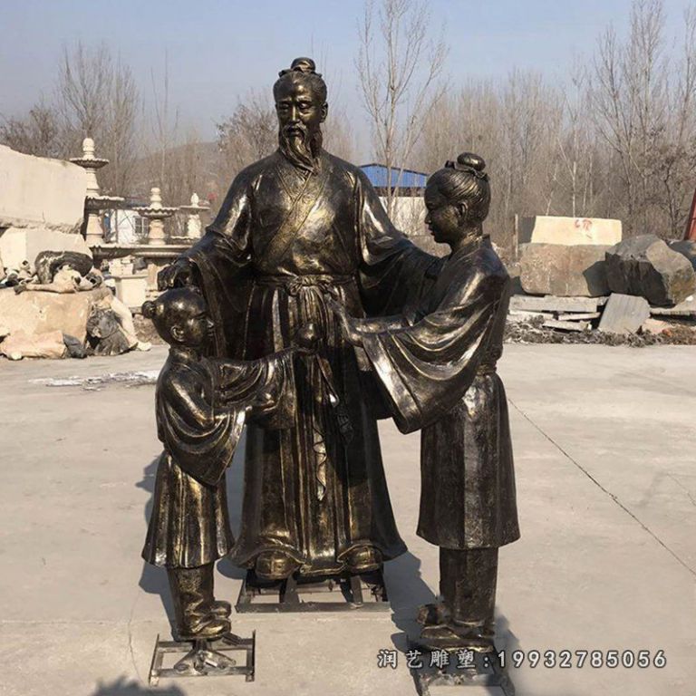 仿铜古代人物，孔融让梨雕塑 (2)