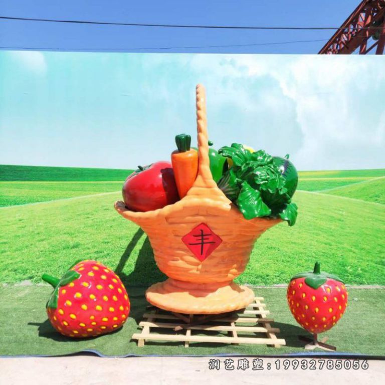 城市玻璃钢果篮景观雕塑