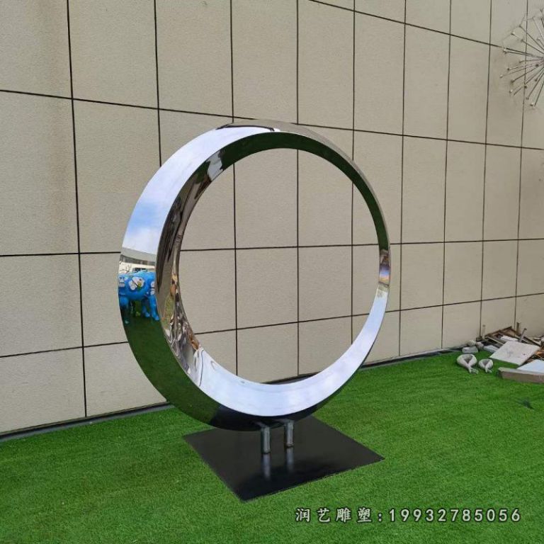 不锈钢圆环景观小区雕塑 (2)