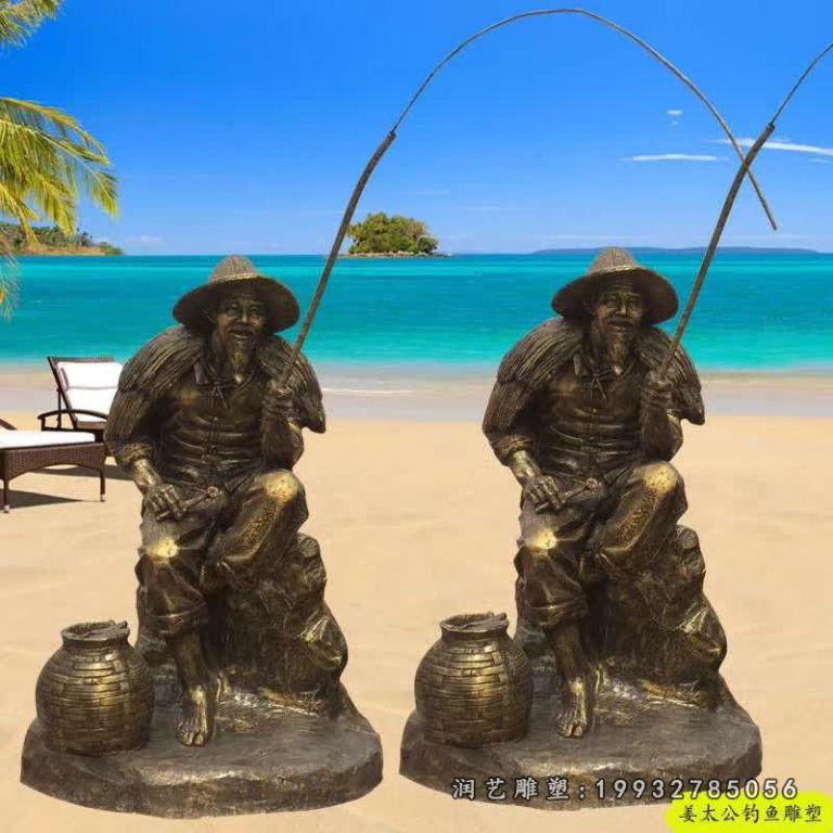 街道人物姜太公铜雕