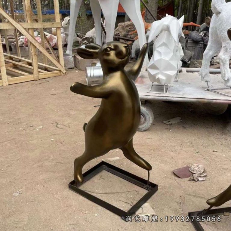 公寓动物兔子铜雕