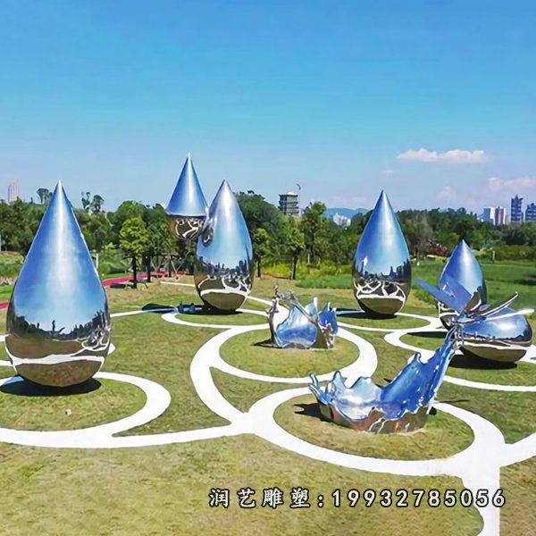 不锈钢水滴景观雕塑