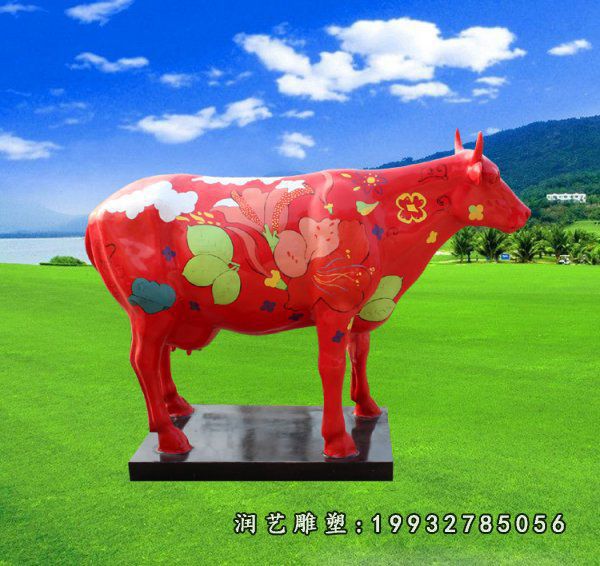 玻璃钢彩绘牛雕塑