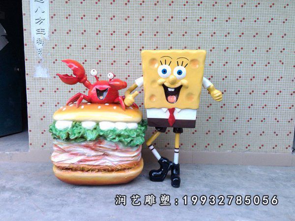 玻璃钢卡通海绵宝宝雕塑