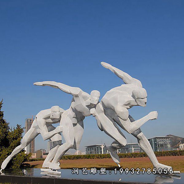 不锈钢滑冰雕塑