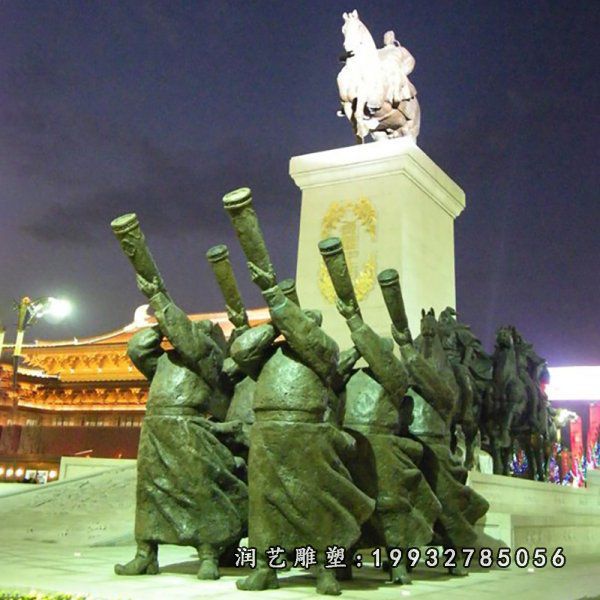 园林铜雕演奏人物雕塑