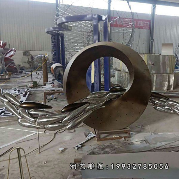 街道不锈钢抽象鱼雕塑