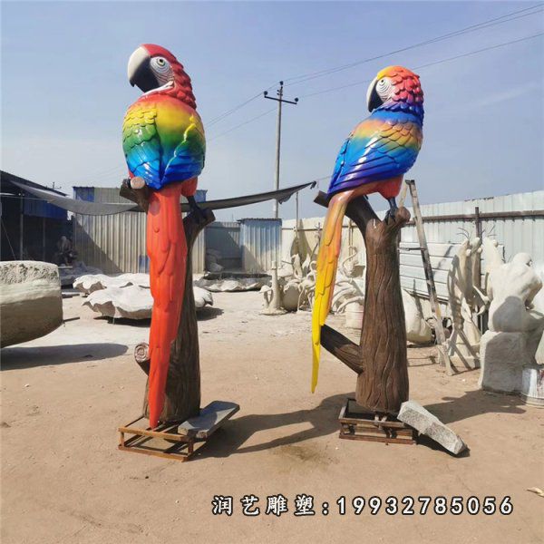 玻璃钢园林鹦鹉雕塑