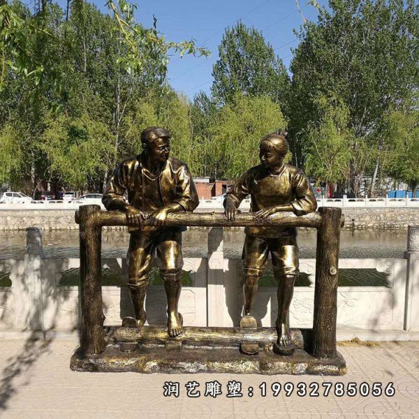 公园情侣铜雕雕塑