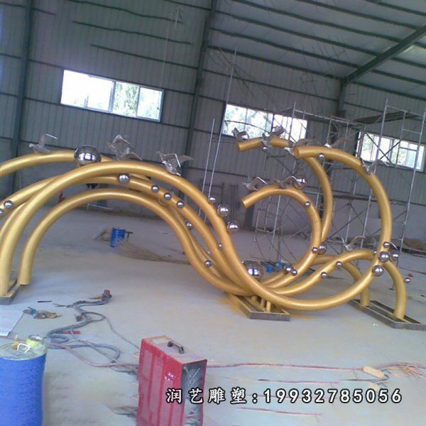 户外不锈钢抽象海浪雕塑