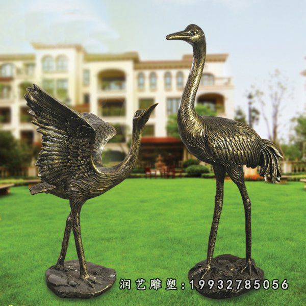 小区仙鹤铜雕雕塑
