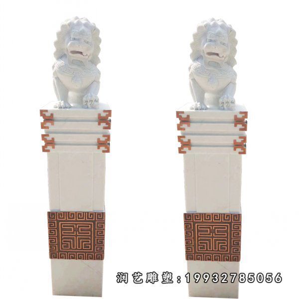 汉白玉拴马桩石雕