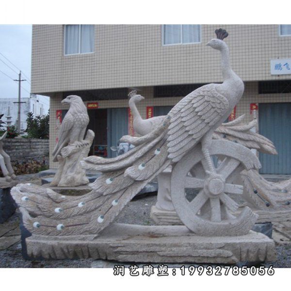 孔雀大理石园林雕塑