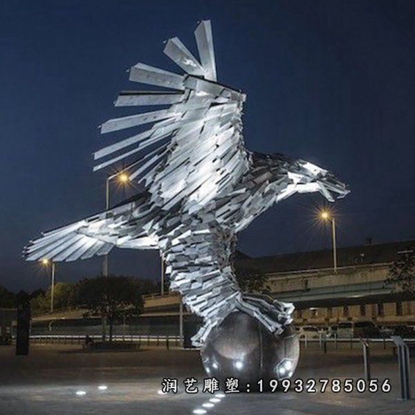 街道不锈钢老鹰动物雕塑
