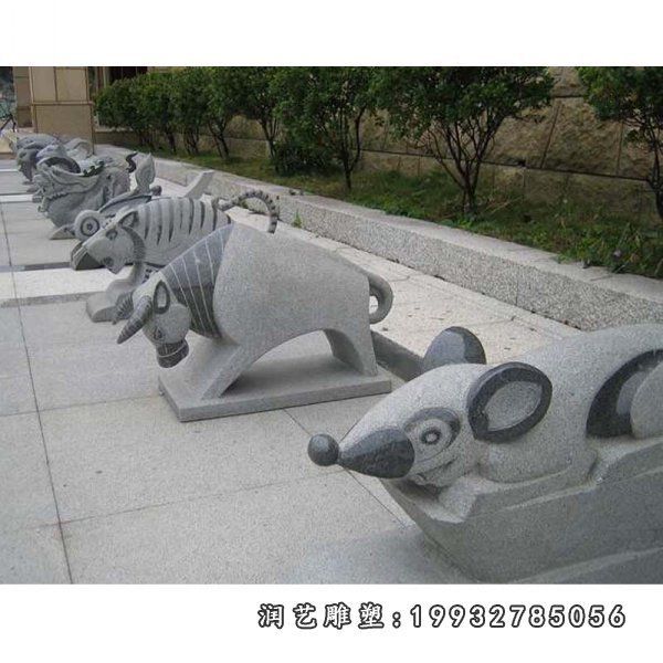步行街十二生肖动物石雕