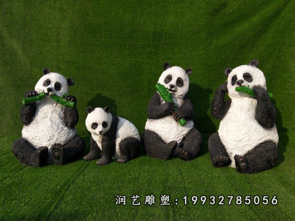 校园玻璃钢熊猫雕塑