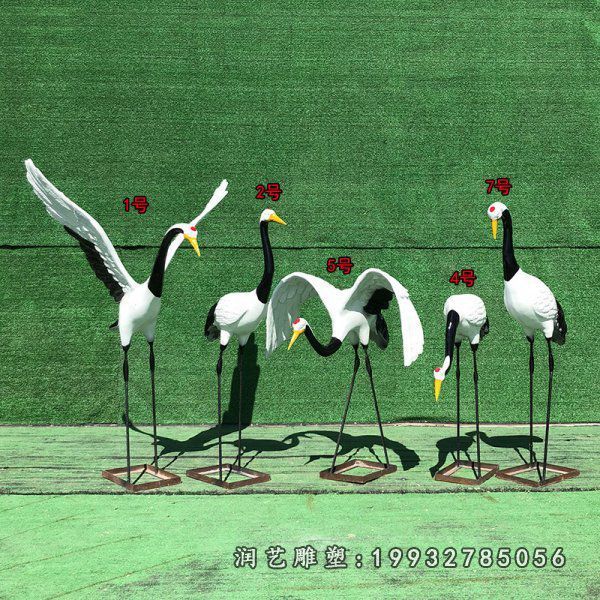 景区玻璃钢仙鹤动物雕塑
