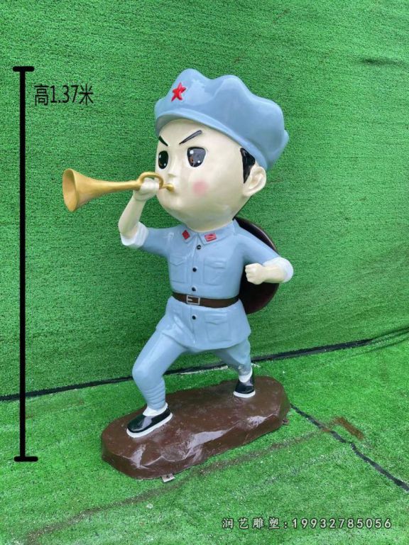 学校玻璃钢红军卡通雕塑