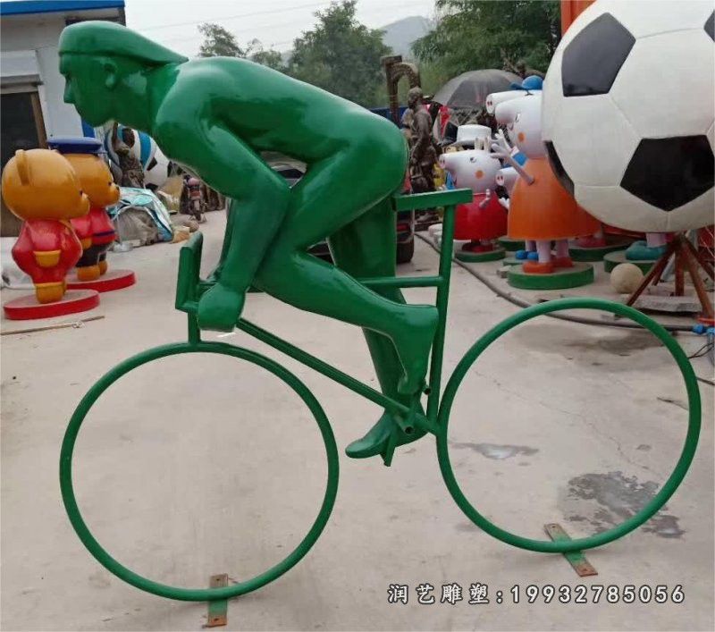 广场不锈钢骑车人物雕塑