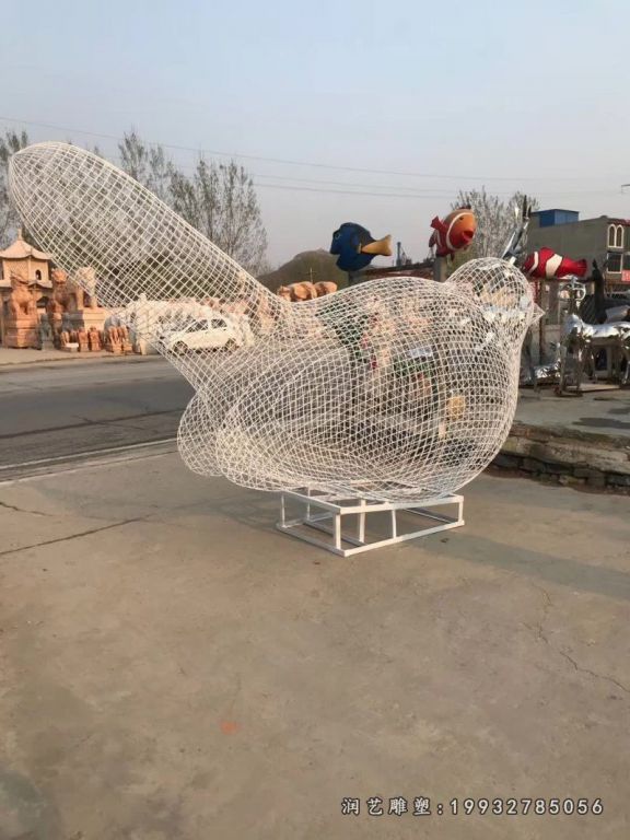 企业不锈钢鸟动物雕塑