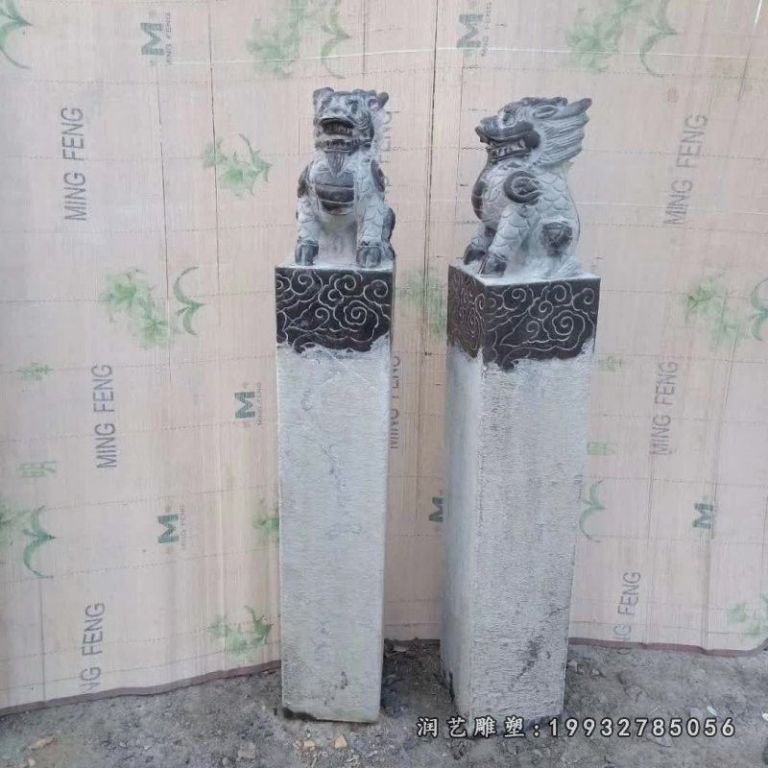 小区拴马桩景观石雕