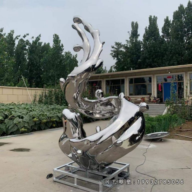 花园不锈钢海浪雕塑