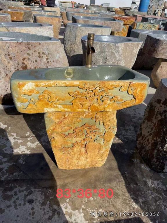 草坪景观流水盆石雕