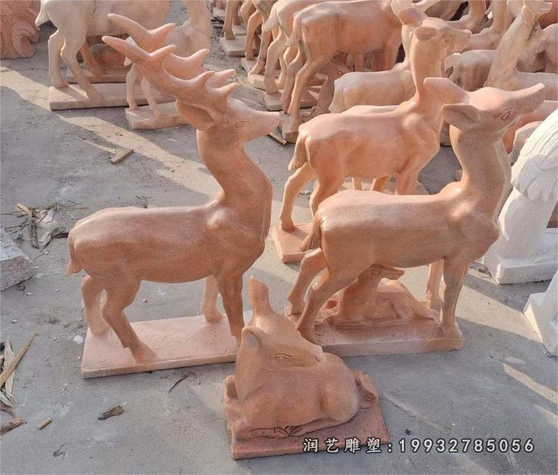 公寓动物鹿石雕
