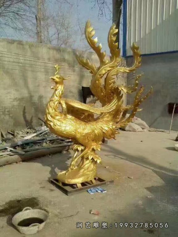 学校动物凤凰铜雕