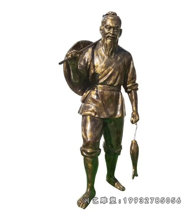 城市鱼文化人物铜雕