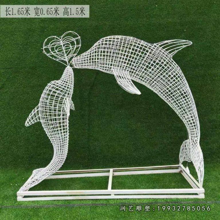 公司不锈钢海豚雕塑