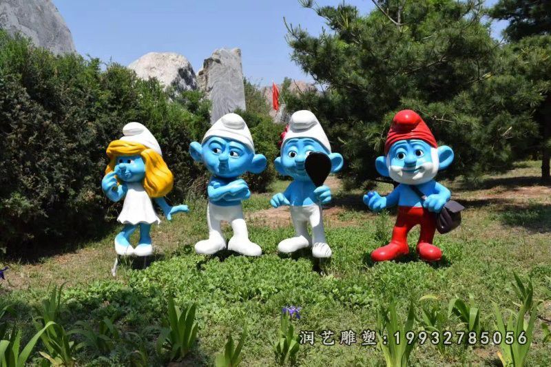 公司玻璃钢蓝精灵雕塑