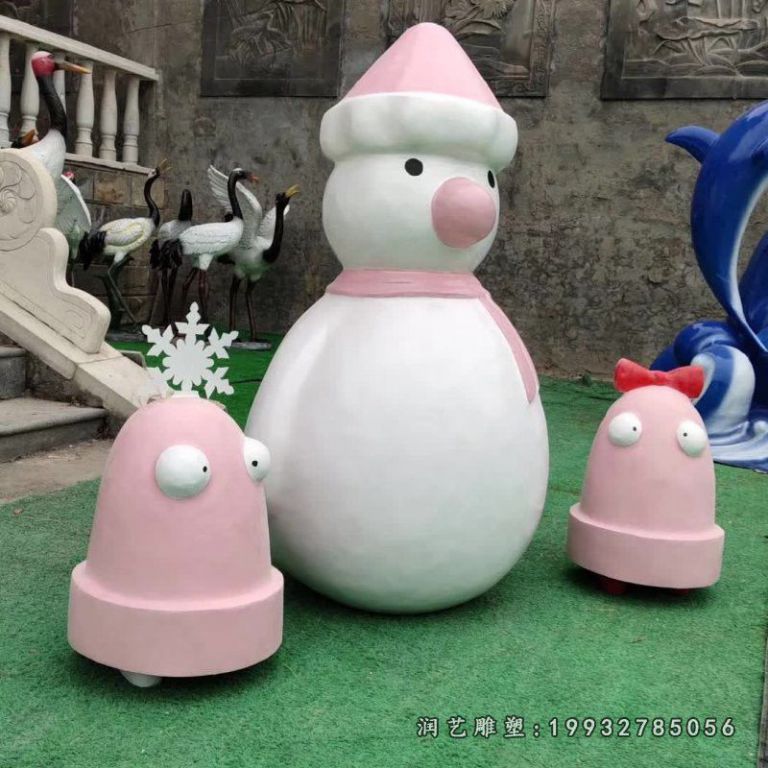 城市玻璃钢雪人雕塑